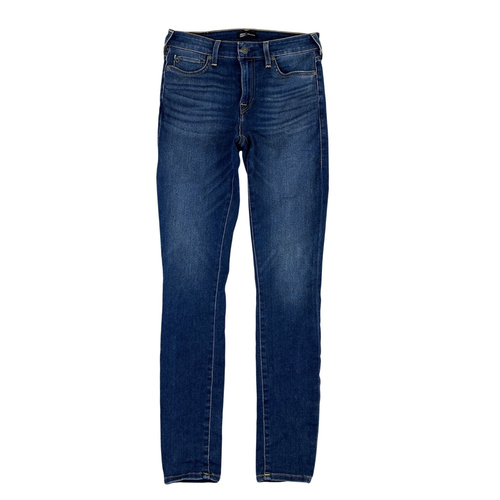 True Religion Jennie Curvy Mid Rise Skinny Jeans Dark Wash Blue Denim 28W